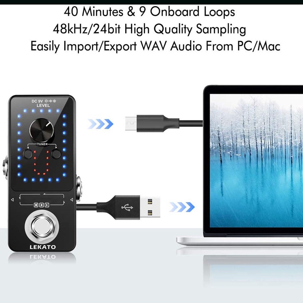 Lekato Overdub แป้นเหยียบเอฟเฟคกีตาร์ 9 ลูป 40 นาที พร้อมจูนเนอร์ สําหรับเล่นกีฬา - รูปที่ 6