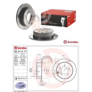 08 A114 71 จานเบรค ล้อ R (ยี่ห้อ BREMBO) รุ่น MITSUBISHI Lancer EX 1.8 ปี2010-&gt;