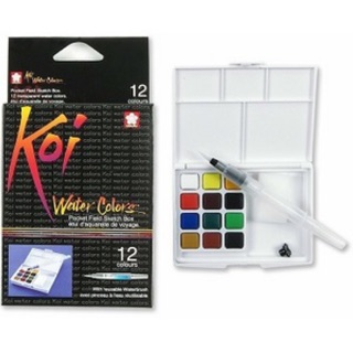 Koi basic pocket field sketch box 12 colours I สีน้ำตลับ 12 สี