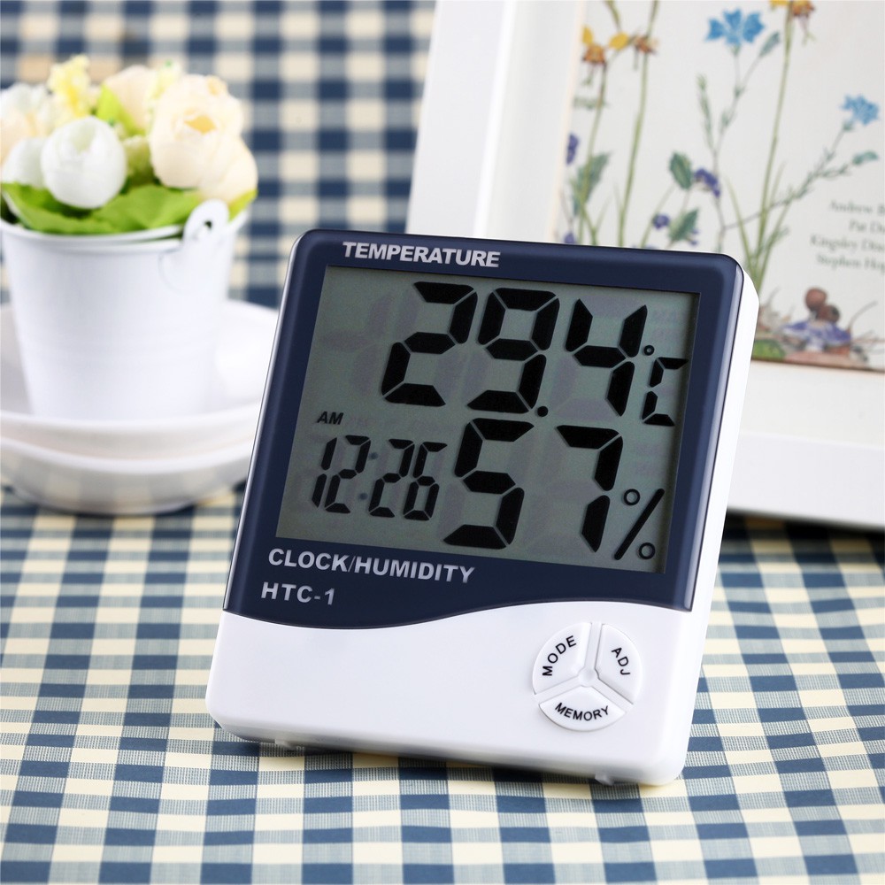 เครื่องวัด อุณหภูมิ ความชื้น Hygrometer - นาฬิกา ปลุกได้ Thermometer ไฮโกรมิเตอร์ คุณภาพสูง แม่นยำ