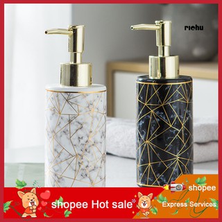 ห้องอาบน้ำ❀300ml Stylish Marble Ceramic Lotion Shampoo Liquid Soap Dispenser Pump Bottle