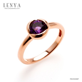 Lenya Jewelry แหวนพลอยอเมทิสต์(Amethyst) ตัวเรือนเงินแท้ชุบพิงค์โกลด์