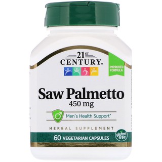 พร้อมส่ง!!!  21st Century, Saw Palmetto, 450 mg, 60 Vegetarian Capsules