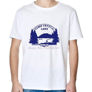 เสื้อยืดโอเวอร์ไซส์ขายดี เสื้อยืดแขนสั้น พิมพ์ลายหนังสยองขวัญ Camp Crystal Lake Summer 1980 80s EDlpdj82IHkohg91S-3XL