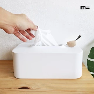 minimal sculpt 🏠 กล่องทิชชู่ทรงยาว สีขาว มินิมอล มีนกไม้เกาะ สไตล์มินิมอล กล่องใส่ทิชชู่ กล่องใส่ทิชชู่อเนกประสงค์