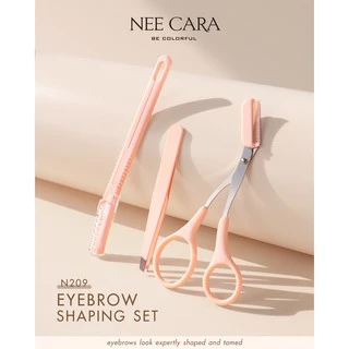 NEE CARA | N209 เซ็ตแต่งคิ้ว ที่กันคิ้ว 3ชิ้น/ชุด ชุดกรรไกรพร้อมหวีตัดแต่งขนคิ้ว EYEBROW SHAPING SE