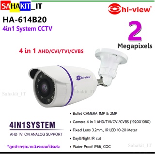 กล้องวงจรปิด Hiview รุ่น HA-614B20 คมชัด 2 ล้านพิกเซล รองรับ 4 ระบบ AHD/CVI/TVI/ANALOG