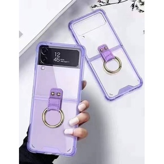 Flip3 / Flip4 Case Galaxy Z  TPU + Ring  เคส TPU + แหวน หลังใส กันกระแทก