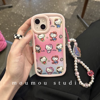 เคสโทรศัพท์มือถือ ซิลิโคนนิ่ม ลายการ์ตูนแมวสีชมพู สไตล์มินิมอล สําหรับ Apple Iphone 14pro Max 13 12 11 14pro X XR 14plus