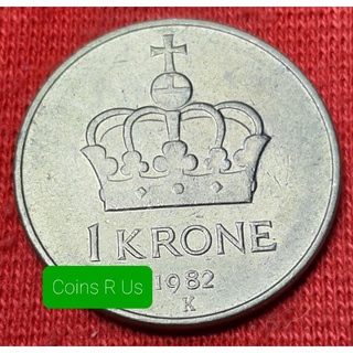 เหรียญต่างประเทศ นอร์เวย์ ปี 1982 โดยประมาณ ชนิด 1 krone ขนาด 25 มม. ผ่านใช้ตามภาพน่าสะสม