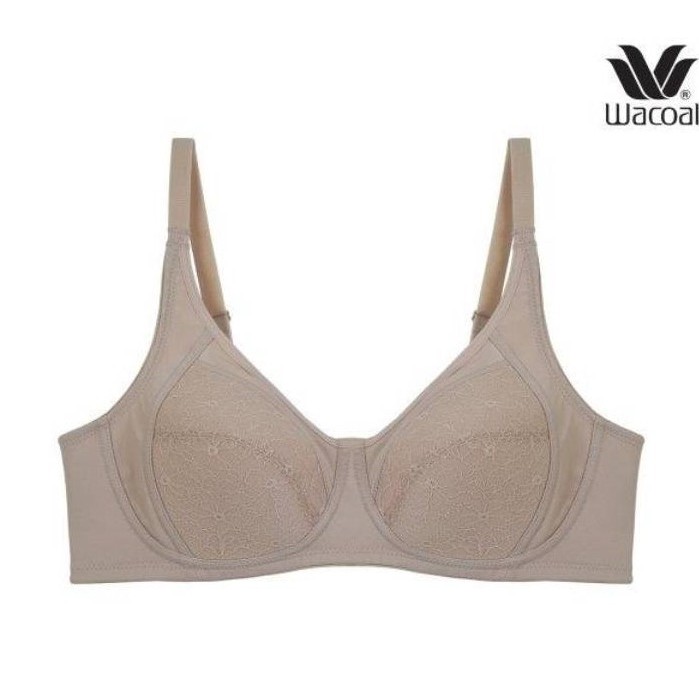 เสื้อใน Wacoal Basic Bra สีเบจ (BE) ไม่มีโครง Wireless Bra เต็มคัพ เก็บทรง 2 ตะขอ ฟองบาง วาโก้ บรา ยกทรง รุ่น WB9M37