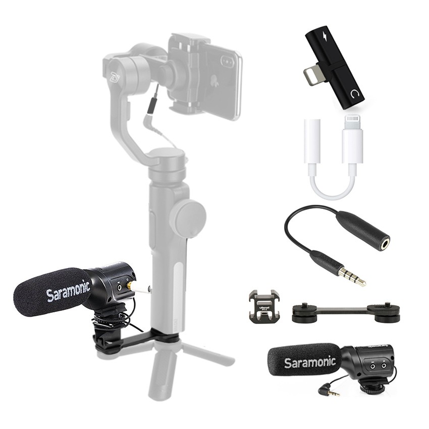 Live Streaming Set for Osmo Mobile 2,Smooth 4 [T Double Lightning,Lightning to 3.5 ,TRS to TRRS,SR-M