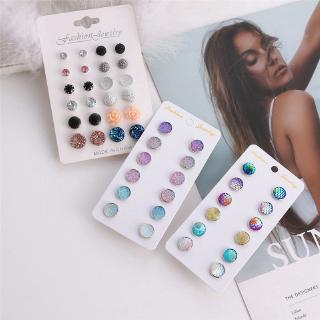 Mixed Styles Earrings Set Fashion Womens Crystal Acrylic Ball Stud Earrings Girls Elegant Resin Rose Flower Earrings Wholesale