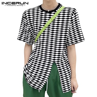 Incerun เสื้อยืด คอกลม แขนสั้น ผ่าข้าง สไตล์ฤดูร้อน สําหรับผู้ชาย