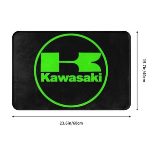 พรมเช็ดเท้า พรมเช็ดเท้า กันลื่น ลายโลโก้ Kawasaki ขนาด 40x60 ซม. สําหรับตกแต่งบ้าน และสวน ทางเข้า และห้องครัว