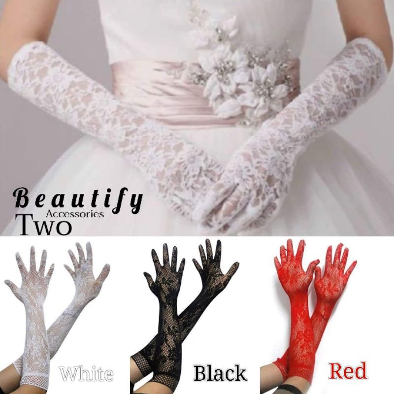 🧤ถุงมือเจ้าสาวลูกไม้ยาวสไตล์แกสบี้พร้อมส่ง