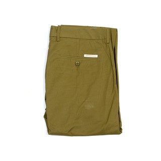 Hazard กางเกงทำงานขายาวไม่มีจีบ ผ้า Cotton(คอตตอน) สีเขียวเข้ม