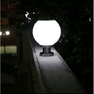 โคมไฟหัวเสา รั้วบ้านพลังแสงอาทิตย์ Solar Cell 8นิ้ว LED แสงสีขาว พลังงานแสงอาทิตย์ ประกัน6เดือน