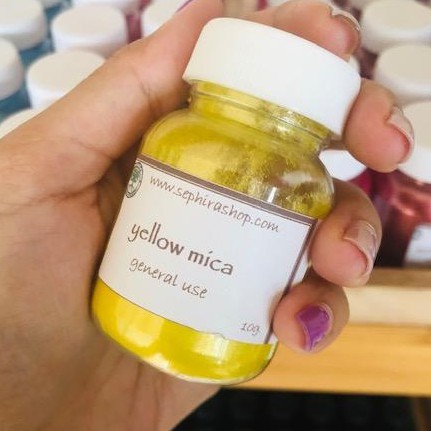 สีไมก้า สีเหลือง Yellow Mica Pigment Cosmetic เกรดเครื่องสำอาง ใช้ทำสบู่ ทำลิป ทำเรซิ่น ทำเทียน