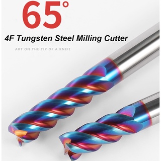 4 ขลุ่ย Titian เคลือบเครื่องตัด HRC65 คาร์ไบด์สแควร์ End Mill ชุดทังสเตนตัด CNC เครื่องมือสำหรับโลหะ 4 6 8 12 มม.