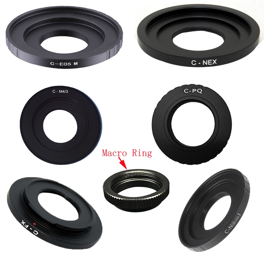 อะแดปเตอร์แหวน C Mount เลนส์ภาพยนตร์แหวนมาโครสําหรับ C-FX C-PQ C-EOSM N1 NEX C-M4/3 กล้องวงจรปิดเลนส์ภาพยนตร์