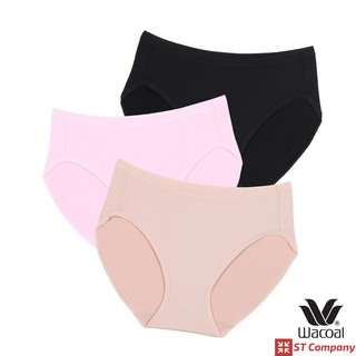 Wacoal Panty ทรง Bikini ขอบเรียบ สีดำ-เบจ-ชมพู (3 ตัว) รุ่น WU1M01 WU1C34 WQ6M01 กางเกงใน กางเกงในผู้หญิง วาโก้ บิกินี่