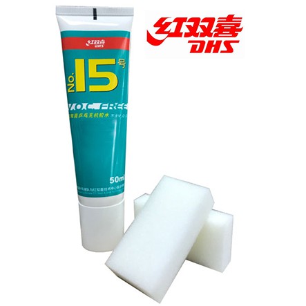 กาวติดยางปิงปอง ยี่ห้อ DHS  ปริมาณ 50 ml พร้อมฟองน้ำทา