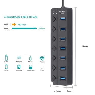 อะแดปเตอร์ฮับ USB 3.0 7 พอร์ต USB 3.0 5Gbps แบบพกพา สําหรับแล็ปท็อป PC
