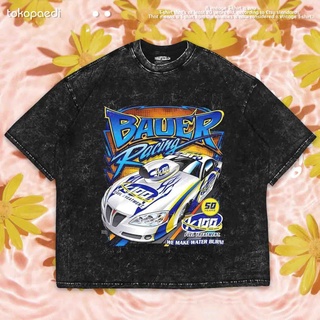 เสื้อยืดผ้าฝ้ายพิมพ์ลายขายดี เสื้อยืด Nascar BAUER RACING OVERSIZE | เสื้อยืด ขนาดใหญ่ | เสื้อยืด ซักได้ | หินล้าง | Nas