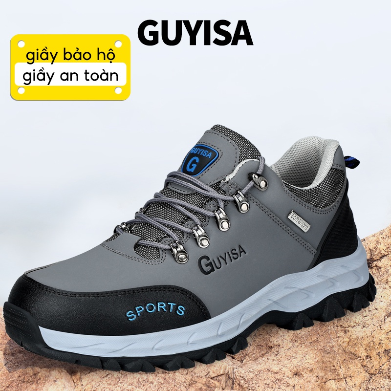 Guyisa รองเท้านิรภัยแบบเหล็ก,Sporty,Smash-resistant,Stab-resistant,Comfortable and Wear-resistant