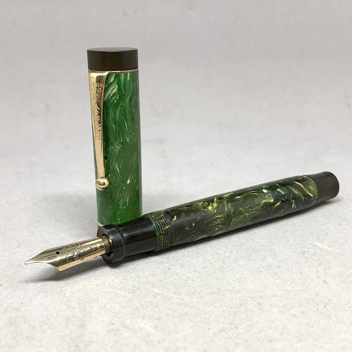ปากกามือสอง ของแท้ GO.S.PARKER Duofold JADE Fountain Pen Made in USA ขนาดใหญ่