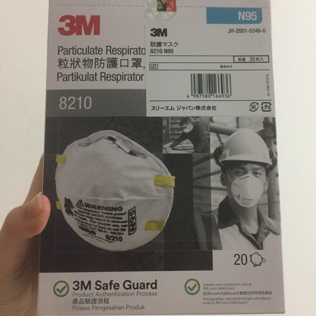 หน้ากาก N95 รุ่น 3M 8210 1 กล่อง 20 ชิ้น 1,200 บาท