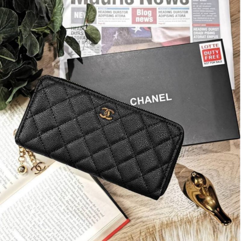 ส่งฟรี🔥กระเป๋าสตางค์ ใบยาว พรีเมี่ยมกิ๊ฟ แท้💯 Chanel สีดำ ทอง สวยหรู ผู้หญิง กระเป๋าเงิน vip gift