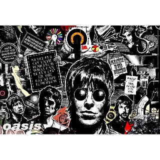 โปสเตอร์ รูปวาด กราฟฟิก วง ดนตรี ร็อก โอเอซิส OASIS (1991-2009) POSTER 24"x35" Inch English Rock Britpop V2