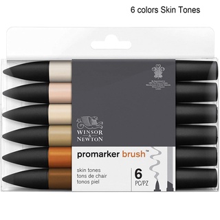 Winsor &amp; Newton แปรงมาร์กเกอร์ ปลายคู่ 6/12/24/48 สี (ปลายปากกาอ่อน/สิ่วแข็ง)