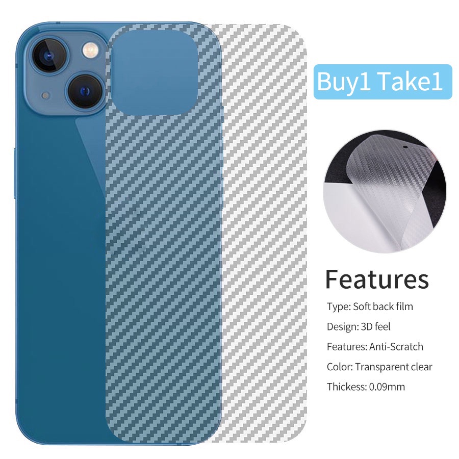 [ซื้อ1แถม1] ฟิล์มหลังลายเคฟล่า ใส ใช้สำหรับ iPhone 16 Pro Max 15 Pro Max 14 Pro Max 13 Pro Max 12 Pro Max 11 Pro XS Max X XR 6 6S 7 8 Plus SE 2020 16 Plus ฟิล์มหลังกันรอย