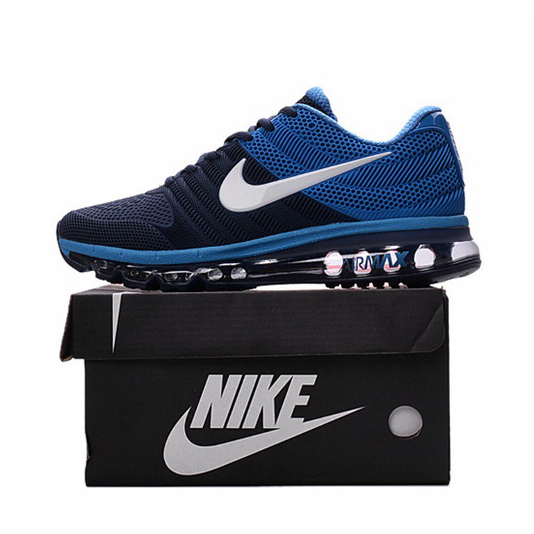 Originais Nike Air Max 2017 รองเท้าเทนนิส รองเท้าวิ่ง Sapatos สําหรับผู้ชาย สีฟ้า สีขาว