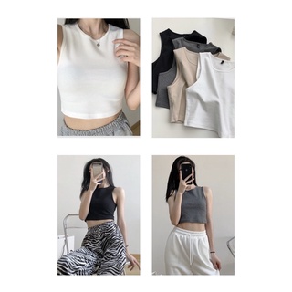 Amy Crop Top เสื้อครอป ผ้านิ่ม น่ารัก เสื้อกล้าม มินิมอล แมทช์ง่าย ผ้านิ่ม ใส่สบาย -090