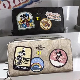 Disney Coach F29380 F31350 กระเป๋าสตางค์ ใบยาว มีซิป ทรงคลัทช์ ลายดิสนีย์ แฟชั่นสําหรับสตรี