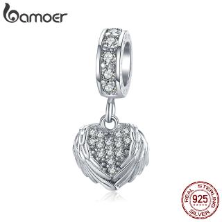 BAMOER The Wing Of Heart Fashion Pendant Fit Original Charm Bangle DIY 925 Silver