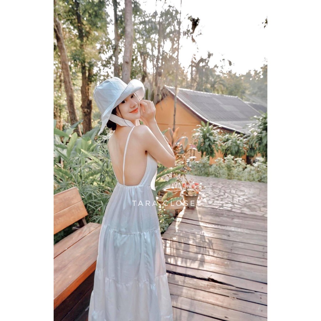 PE051 TARA Set Dress สายเดี่ยวเดรส ชุด+หมวก มียางสม็อกหลัง พร้อมหมวกปีกกว้าง เนื้อผ้าไหมอิตาลี ผ้าสวย พริ้ว เบาแต่ไม่บาง ราคา ถูกที่สุด ดีลบีเคเค แกลเลอรีภาพที่ 6
