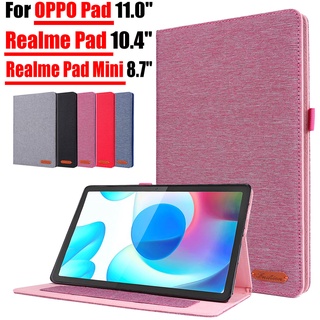 เคสแท็บเล็ตหนัง PU เดนิม กันลื่น สําหรับ realme Pad 10.4 นิ้ว realme Pad X Mini 8.7 นิ้ว 2022 11.0 นิ้ว Air 10.36 นิ้ว OPD2101 RMP2102 RMP2103 RMP2105 Wi-Fi LTE 2021