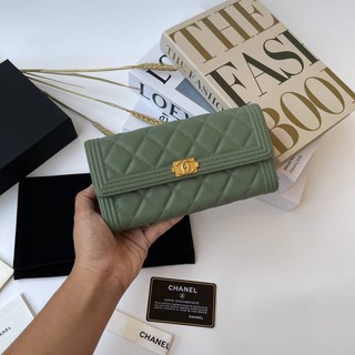 Chanel wallet สีเขียว Grade vip  อปก.Fullboxset