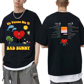 ผ้าฝ้ายแท้เสื้อยืดแขนสั้น พิมพ์ลาย Bad Bunny UN VERANO SIN TI Music 2022 เข้ากับทุกชุด แฟชั่นฤดูร้อน สําหรับผู้ชาย และผู