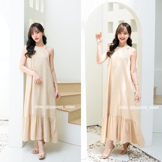 Clio Vest Linen Maxi dress - สีเบจ