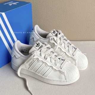 adidas รองเท้าผ้าใบ adidas ✾Summer New Shell Leader Leader Shoes Small White Shoes Sanye Casual Casual White Kabqino คู่