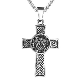Vintage fashion punk masonic cross pendant mens necklace jewelry