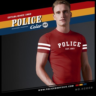 Police Extrasize  เสื้อยืด Slim fit ทรงพอดีตัว  ผุ้ชาย/ผู้หญิง (XC008)