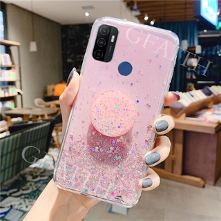 New Style เคส OPPO A53 A33 2020 Phone Case Ins Glitter Star Space TPU Transparent Softcase Cover with Stand Holder Casing เคสโทรศัพท์