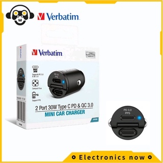 คำต่อคำ dual type c pd 3.0 30w เครื่องชาร์จในรถยนต์ขนาดเล็ก Verbatim Dual Type C PD 3.0 30W Mini Car Charger